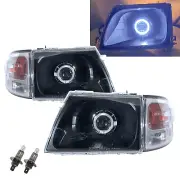 Fits TOYOTA Hilux MK6 01-05 Guide LED Angel-Eye W/ Corner Lamp Headlight BK RHD (for: Toyota)
