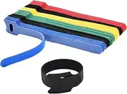 60PCS Reusable Fastening Cable Ties, 6-Inch Adjustable Cord Ties, Microfiber Hook Loop Cords Management Wire Organizer Wraps (Assorted Colors)