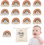 Rainbow Baby Monthly Milestones, Cards Baby Boy Rainbow - Baby Cards Wooden Baby Monthly Cards | Colorful Baby Monthly Announcements, Baby Monthly Cards for