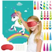 Pin The Horn On The Unicorn Kids Party Favor Game Horn Stickers Eye Mask Set