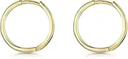 [Amberta] Gold Plated on Fine 925 Sterling Silver Pair of Round Hinged Hoops - Sleeper Earrings