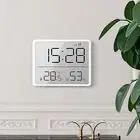 HG (White 8218)Digital Alarm Clock LCD Screen Temperature Humidity Time Display