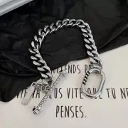 Titanium Steel Cuban Bracelet for Men Women,Punk Hip Hop Bracelet