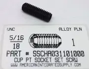 5/16-18x1" Hex Socket Set Screws Cup Point Alloy Steel (15)