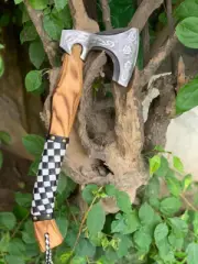 CUSTOM Art HANDMADE Forged STEEL Throwing WOOD AXE HATCHET TOMAHAWK Knife