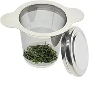 [SHOWERORO] Loose Leaf Tea Strainer with Steeping Basket Tea Infuser Strainer Double Handles Silver