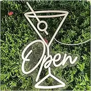 Sign Lamp Cocktail Open Neon Signs USB Powered Neon Lights Suitable For Bistro Pub Club Decor Glow Sign Business Signs 26cmx42cm(White)