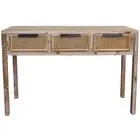 Marco Wood/Rattan/Metal 80x120cm 3-Drawer Console Table Furniture Rect Natural
