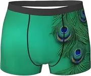 [CADREWY] Green Peacock Feather Print Wide Range of Sizes Men Briefs Breathable Stretch Lightweight for Everyday Wear