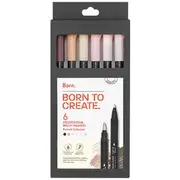 Born Professional Brush Dual-Tip Markers Portrait 6 Pack