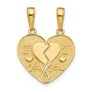 14k Yellow Gold I LOVE YOU Break Apart Heart Charm