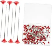 Beatifufu 100pcs Acrylic Wedding Dress Flower Fixed Big Head Brooch Transparent Crystal Drill Needle (Transparent Red) Craft Pin for Craft Bouquet for Bouquets Straight Dress Pins