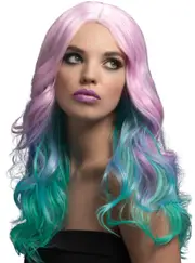 Khloe Heat Resistant Wavy Pastel Rainbow Ombre Wig