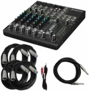 802VLZ4 8 Channel Ultra-Compact Analog Mixer with Cables Bundle