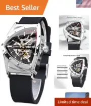 Men's Skeleton Watch Mechanical Automatic Self Winding Triangle Dial Luminous