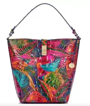 NWT Brahmin Melbourne Collection Lush Shira Crocodile-Embossed Bucket Bag