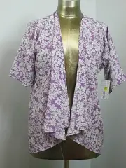 NWT LuLaRoe Purple Floral Coverup Kimono Size 3 Bianka Open Front 223-25112