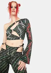 [Namilia] X-Static One Shoulder Tie Top