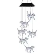 Solar Powered Dog Light Wind Chimes Lamp Color Changing Garden Home Decor