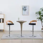 vidaXL Bar Stools 2 pcs Black Faux Leather and Bentwood