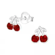Silver Cherry Stud Earrings