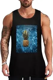 [NQHJT] Men Tank Tops Pineapple in The Pool Sleeveless T Shirts for Men's Fitness Quick Dry Gym Tank Top for Men