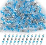 100pcs Solder Seal Wire Connectors Heat Shrink Wire Connectors, Butt Connectors Kit Marine Waterproof Wiring Electrical Cable Splice Terminals for Boat Automotive RV Trailer, AWG16 – 14