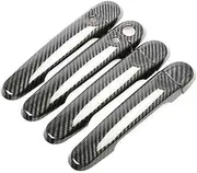 Car Door Handle Cover for N&issan for Note E12 2013-2016 2017 2018 2019 Carbon Fiber Chrome Car Side Door Handle Cover Trim Stickers Car Styling(Black 2 Buttons)