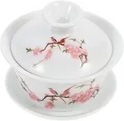 LABRIMP Ceramic Tea Cup Lid Kung Fu Teaware Chinese Traditional Tea Bowl for Home and Office