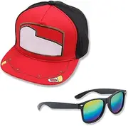 [GDFJBG] Children's Baseball Cap and Sunglasses, Car Cartoon Children's Caps Boys, Car Set Sunglasses and Baseball Cap, Baseball Cap, Summer Children's Sports Cap, Sun Hat for Boys, 4-6 Years, Pink