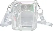Oreilet Clear Protective Case for InstaxMini 12, Clear Colorful Camera Protective Case Bag with Adjustable Shoulder Strap for Fujifilm InstaxMini 12 with Transparent Strap
