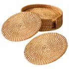 Woven Placemats with Holder Rustic Coasters for Drinks Coffee Table