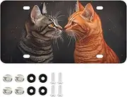 AIXIWAWA License Plate Cats Black Orange Print for Automobile Front Rear 12x6 in Standard Aluminum Alloy Metal Car Tags Decorative Plates