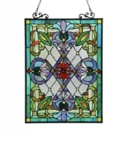 26" Tiffany Style Stained Glass Victorian Floral Window Panel Suncatcher