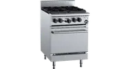 B+S Black Four Burner Oven Natural Gas