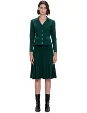 [Veronika Maine] Collar And Revere Milano Jacket in Deep Green
