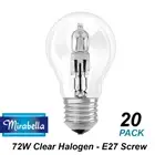 20 x 72W Clear GLS Halogen Light Globes Bulbs Screw Cap E27 Mirabella 72W=100W