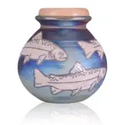 Large/Adult 200 Cubic Inches Raku Fish Funeral Cremation Urn for Ashes