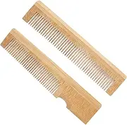 NULYLU Smooth Grooming Experience 2pcs Bamboo Beard Comb Small Comb for Men Convenient Pocket Size Comfortable Hole- Design