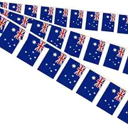 10 Meters Australia Miniature String Pennant Flag,30 PCS Australian Small Bunting Banners,32 FT Decorations For Outdoor Indoor House Home Office Meeting Party