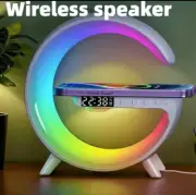 NWT Bluetooth Wireless Charger Station Stand w Alarm Clock Speaker & Light