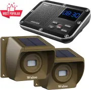 Solar Driveway Alarm Wireless Motion Sensor 1800Ft Range Weatherproof Outdoor