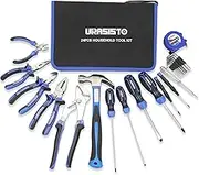URASISTO 24-Piece Household Tool Kit for Men Repair Hand Tool Set Bag with Hammer, Screwdriver,Pliers, Wrench set with Storage Bag