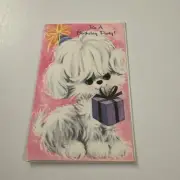 Vintage Party Invite Card Girl Poodle DogG9
