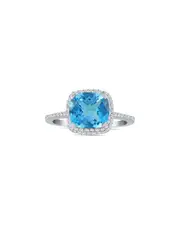 Gem Spark 14K 3.93 ct. tw. Diamond & Blue Topaz Ring