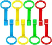 Sumind 8 Pieces Baby Pull up Rings for Playpen Baby Crib Pull Ring Baby Walking Exercises Assistant Bed Stand up Hanging Tool for Infant Toddler Practice