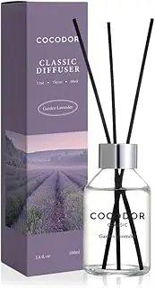 COCODOR Classic Reed Diffuser/Garden Lavender / 100ml / Fragrance Scent Essential Oil Stick Diffuser Set for Bedroom Bathroom Home Décor