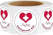 Hangover Recovery Kit Stickers,Heart Labels,Wedding Stickers,Hangover Kits Theme Party Supplies,Sealing Labels,1.5 inch,500 Pcs Per Roll