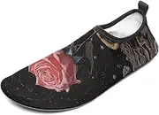 [BTCOWZRV] Water Shoes for Women Men Snake and Rose Water Sports Shoes Slip-on Breathable Lightweight Athletic Aqua Sock