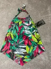 Magicsuit Tankini Top Womens 8 Nirvana Halter High Neck Floral Underwire Green